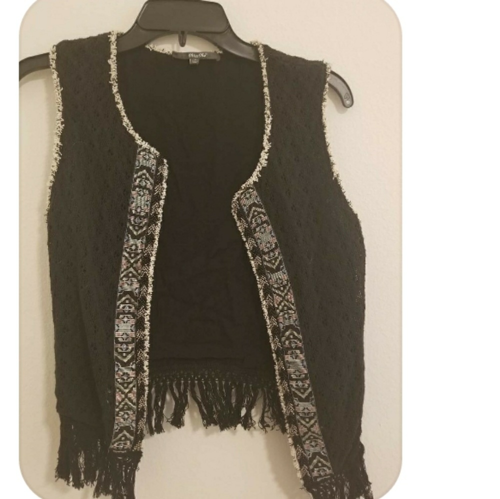 Black embroidered vest